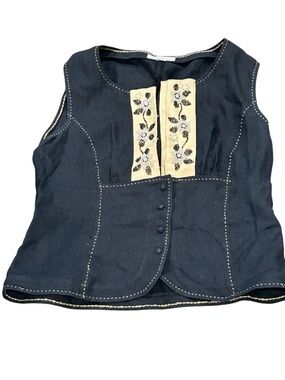 David Brooks Linen Vest Size M Medium Women's Vintage